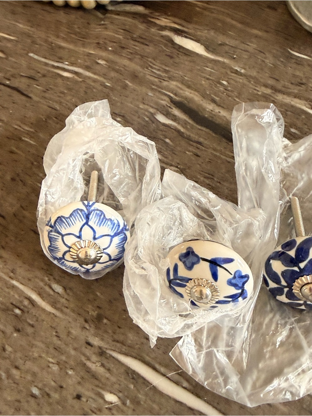 Blue and White Floral Ceramic cabinet Knobs